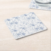 Elegant Frans  Blauw Bloemen Jouy Bruiloft Kartonnen Onderzetters (Schuin)