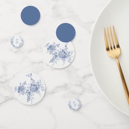 Elegant Frans  Blauw Bloemen Jouy Confetti (Groep)