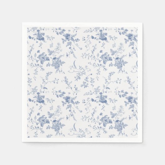 Elegant Frans  Blauw Bloemen Jouy Servet (Voorkant)