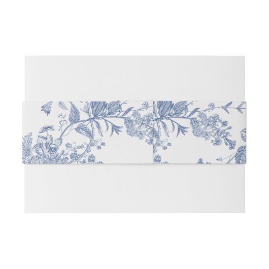 Elegant Frans Blauw Bloemen Jouy Uitnodigingen Wikkel (Achterkant Voorbeeld)