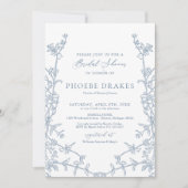 Elegant Frans Blauw Bloemen Lijst Vrijgezellenfees Kaart (Voorkant)