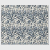 Elegant  Frans Blauw Bloemen Toile Fleurie Cadeaupapier (Vlak)