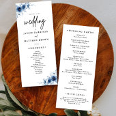 Elegant Frans Blauw Bloemen Trouwprogramma