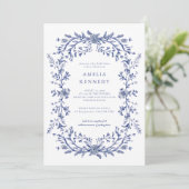 Elegant Frans Blauw Bloemen Vrijgezellenfeest Kaart (Staand voorkant)