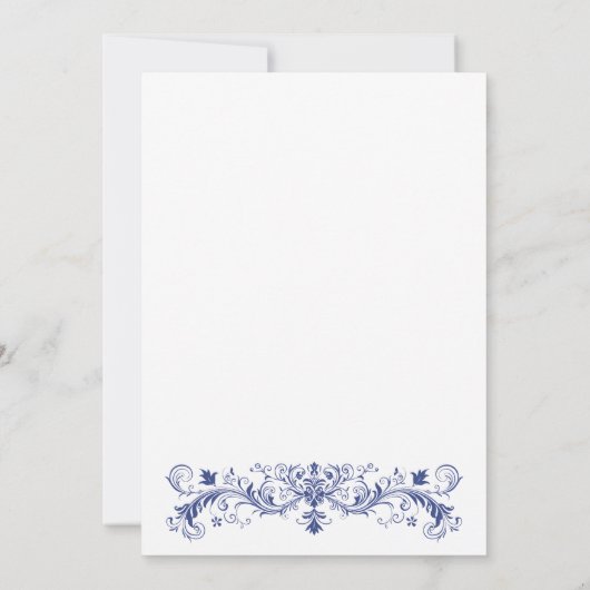  Elegant Frans Blauw Bloemen Vrijgezellenfeest Kaart (Achterkant)