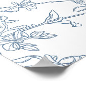 Elegant Frans Blauw Bloemen Vrijgezellenfeest Welk Poster (Hoek)