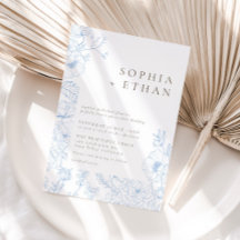 Elegant Frans Blauw Bloemenlijn Art Bruiloft