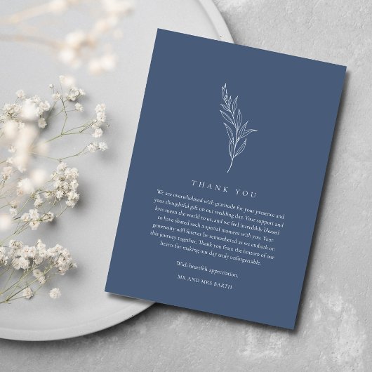 Elegant Frans Blauw Bloom Bloemen Bruiloft Bedankkaart