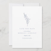 Elegant Frans Blauw Bloom Bloemen Bruiloft Save The Date (Achterkant)