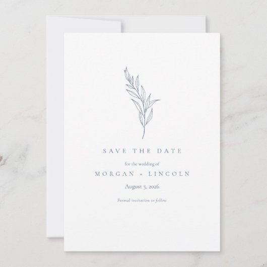 Elegant Frans Blauw Bloom Bloemen Bruiloft Save The Date (Achterkant)