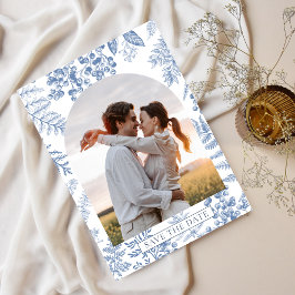 Elegant Frans Blauw Bloom Bloemen Bruiloft Save The Date