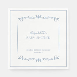 Elegant Frans Blauw  Lijst Baby shower Servet