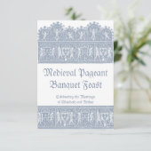 Elegant Frans Blauw Middeleeuws Banketfeest RSVP Kaartje (Staand voorkant)