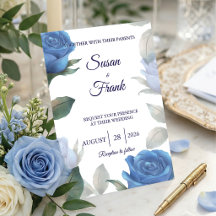 Elegant Frans Blauw Rozen Waterverf Trouwen