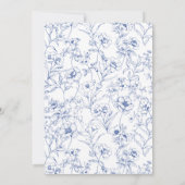 Elegant Frans Blauw & Wit Bloemen Baby shower Kaart (Achterkant)
