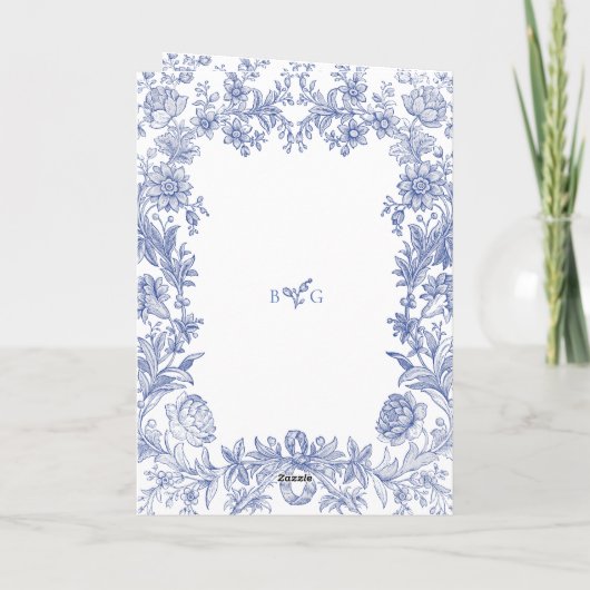 Elegant Frans Bloemen Bruiloft Orde van Service Programma (Achterkant)