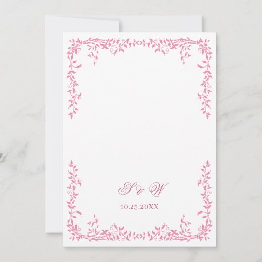 Elegant Frans  Bloemen Lijst Bruiloft QR code Kaart (Achterkant)