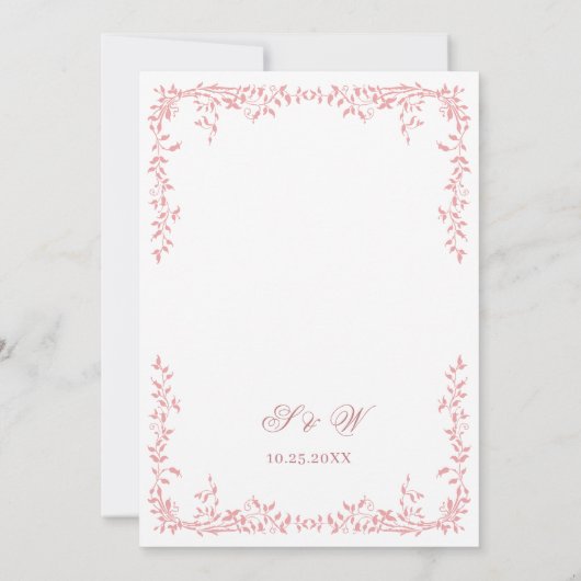 Elegant Frans  Bloemen Lijst Bruiloft QR code Kaart (Achterkant)