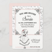 Elegant Frans  Bloemen Soirée Party Roze Kaart (Voorkant / Achterkant)