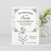 Elegant Frans  Bloemen Soirée Party Roze Kaart (Staand voorkant)