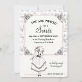 Elegant Frans  Bloemen Soirée Party Roze Kaart (Voorkant)