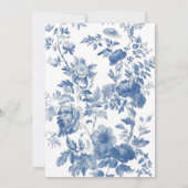 Elegant Frans Bloementoilet Blauw Bruiloft Kaart (Achterkant)