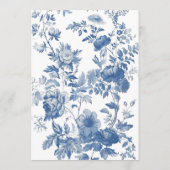 Elegant Frans Bloemmotief Blauwe Huwelijksmenu Menu (Achterkant)