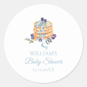 Elegant Frans Blueberry Pannenkoek Baby shower Ronde Sticker
