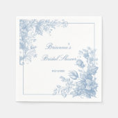 Elegant Frans chinoiserie blauw monogram bedrukt Servet (Voorkant)