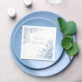 Elegant Frans chinoiserie blauw monogram bedrukt Servet