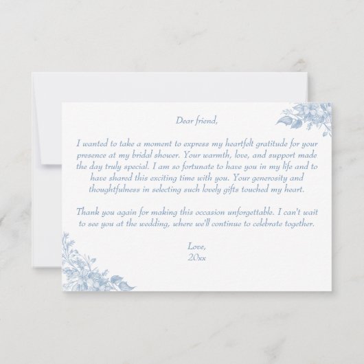 Elegant Frans chinoiserie blauw vrijgezellenfeest Bedankkaart (Achterkant)