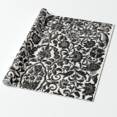 Elegant  Frans gegraveerd Bloemen Toile-Black Cadeaupapier (Uitgerold)