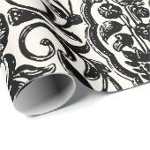 Elegant  Frans gegraveerd Bloemen Toile-Black Cadeaupapier (Rol Hoek)