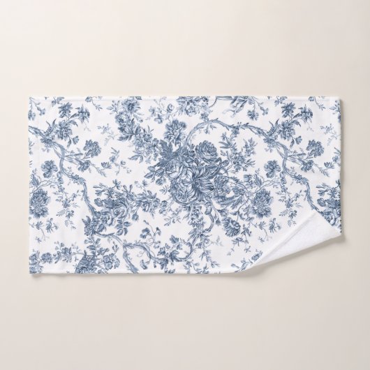 Elegant  Frans gegraveerd Floral Toile-Blue Bad Handdoek (Handdoek)