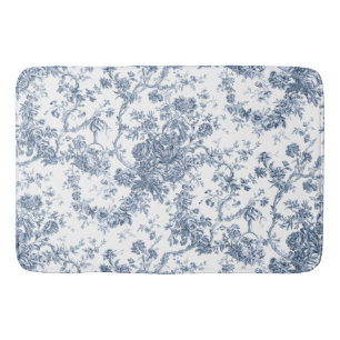 Elegant  Frans gegraveerd Floral Toile-Blue Badmat