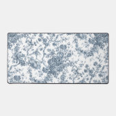 Elegant  Frans gegraveerd Floral Toile-Blue Bureaumat (Voorkant)