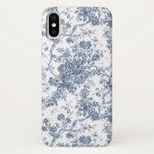 Elegant  Frans gegraveerd Floral Toile-Blue Case-Mate iPhone Case (Achterkant)