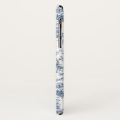 Elegant  Frans gegraveerd Floral Toile-Blue Case-Mate iPhone Case (Achterkant/links)