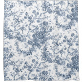 Elegant  Frans gegraveerd Floral Toile-Blue Douchegordijn (Voorkant)