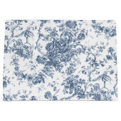 Elegant Frans gegraveerd Floral Toile-Blue Groot Cadeauzakje (Voorkant)