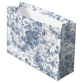 Elegant Frans gegraveerd Floral Toile-Blue Groot Cadeauzakje (Voorkant Gekanteld)