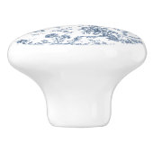 Elegant Frans gegraveerd Floral Toile-Blue Keramische Knop (Zijkant)