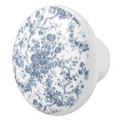 Elegant Frans gegraveerd Floral Toile-Blue Keramische Knop (Rechts)