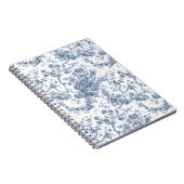 Elegant  Frans gegraveerd Floral Toile-Blue Notitieboek (Rechterzijde)
