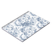 Elegant  Frans gegraveerd Floral Toile-Blue Notitieboek (Linkerzijde)