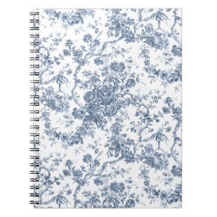 Elegant  Frans gegraveerd Floral Toile-Blue Notitieboek