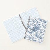 Elegant  Frans gegraveerd Floral Toile-Blue Notitieboek (Binnen)