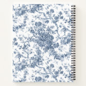 Elegant  Frans gegraveerd Floral Toile-Blue Notitieboek (Achterkant)
