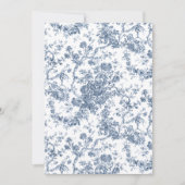 Elegant  Frans gegraveerd Floral Toile-Blue Notitiekaartje (Voorkant)