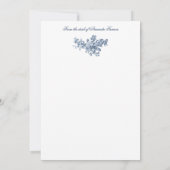Elegant  Frans gegraveerd Floral Toile-Blue Notitiekaartje (Achterkant)
